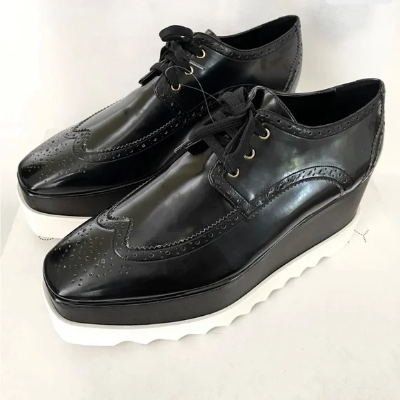 ❌SOLD❌NIB- STELLA McCARTNEY  faux leather Elyse Dane platform  brogue shoes 40 - Picture 2 of 15